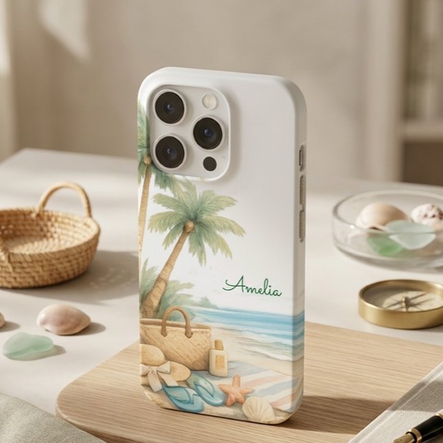 Coque iPhone Soft Blue Beach Serenity Minimal Elegant Coastal  (Créateur téléchargé)