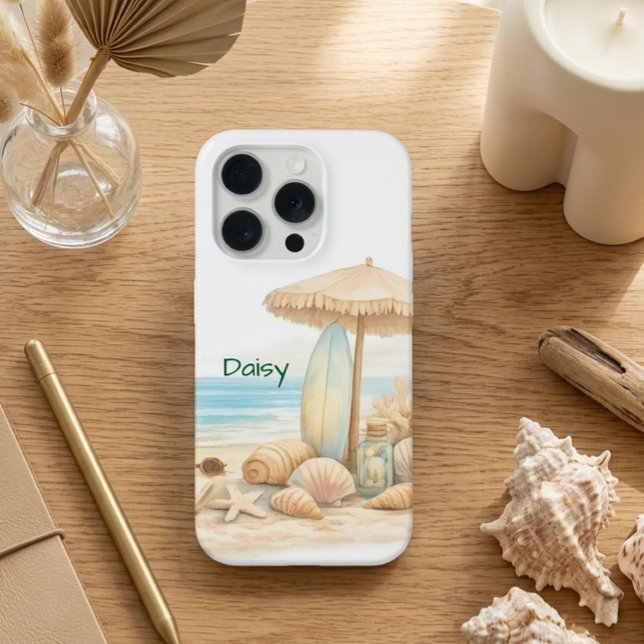 Coque iPhone Soft Blue Beach Serenity Minimal Elegant Coastal  (Créateur téléchargé)