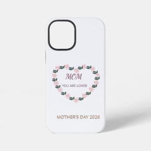 Coque iPhone 12 Mini Soins du cœur de pivoine pour maman