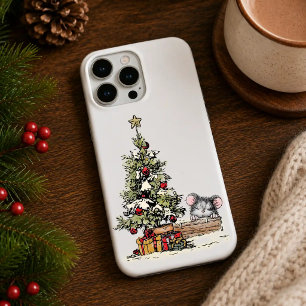 Coque iPhone 16 Pro Souris de Noël sous l'arbre