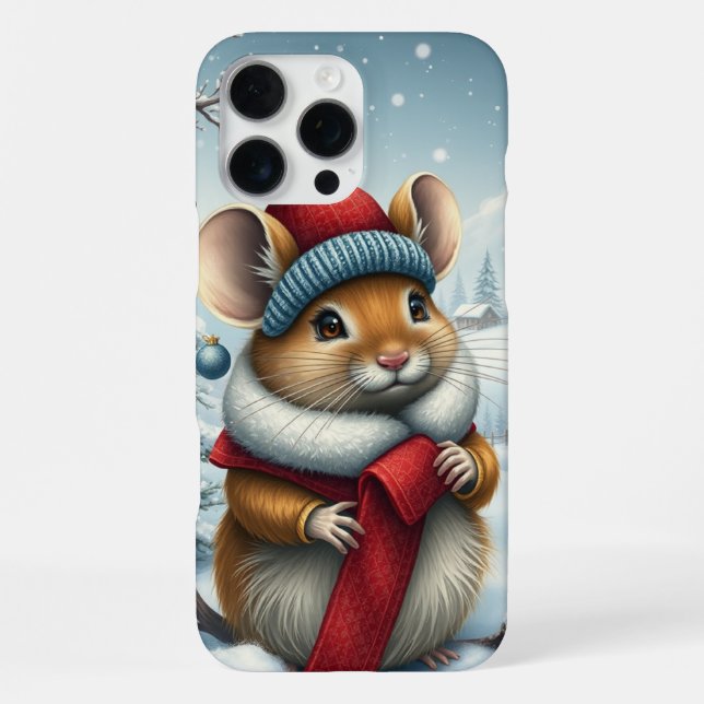 Coque iPhone Souris mignonne dans l'arrière hiver de Preppy et  (Verso)