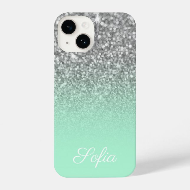 Coque iPhone Sparkly Faux Parties scintillant d'argent et Ombre (Verso)