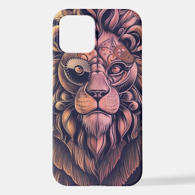 Coque iPhone Steampunk Couleur Gradient Lion Rustique (Verso)