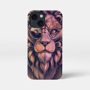 Etui iPhone 13 Mini Steampunk Couleur Gradient Lion Rustique