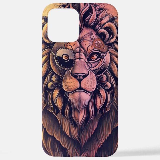 Coque iPhone Steampunk Couleur Gradient Lion Rustique (Verso)