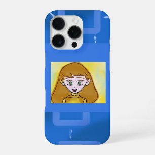 Coque iPhone 16 Pro Stéphanie Bingo Anime sur Blue Geometry