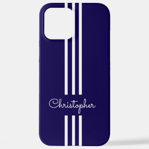 Coque iPhone 12 Pro Max Stripes de course à la mode moderne monogrammed