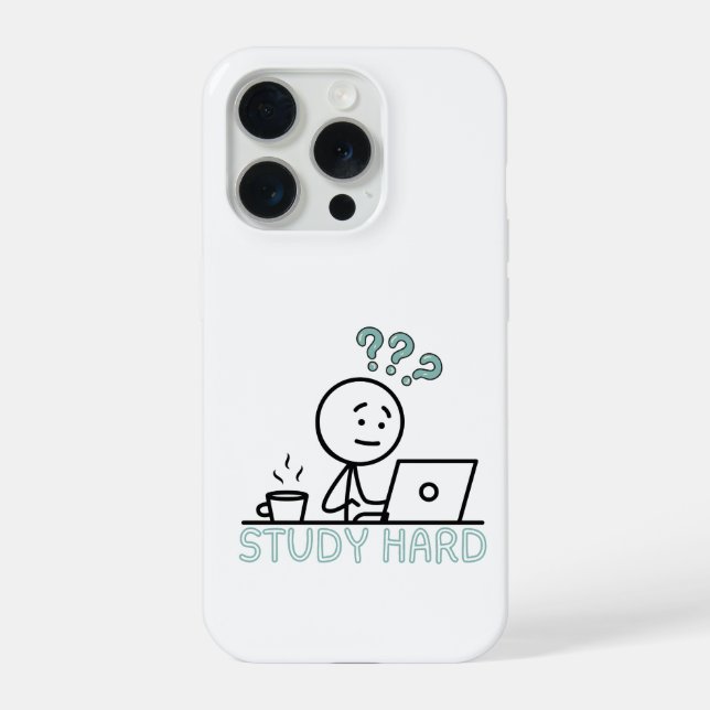 Coque iPhone Study Hard Motivational Cartoon Stickman iPhone Ca (Verso)