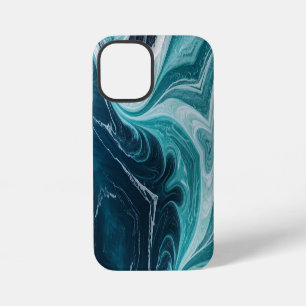 Coque iPhone 12 Mini Styliste bleu marbre or fissuré moderne