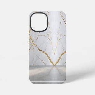 Coque iPhone 12 Mini Styliste de Marbre blanc d'or craqué moderne