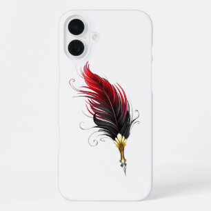 Coque iPhone 16 Plus Stylo rouge en plumes avec nib or