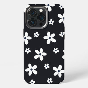 Etui iPhone 13 Pro Summer Boho Black White Daisy Flowers