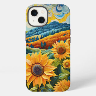 Etui iPhone 13 Sunflowers Sunrise Abstraite Nature Illustration