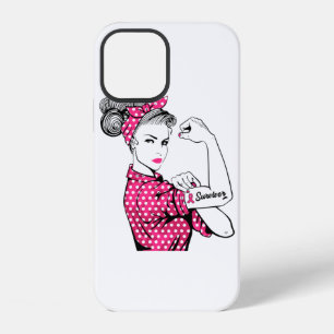 Coque iPhone 12 Survivante du cancer du sein Rosie Riveter rose