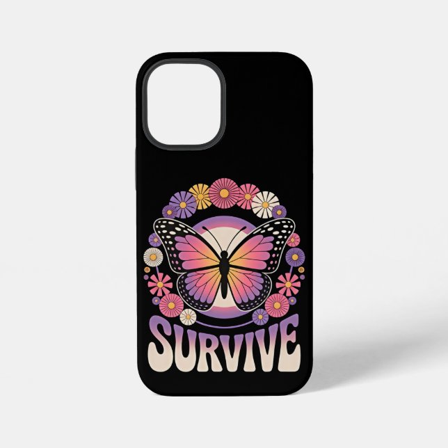 Coque iPhone Survivre Papillon (Verso)