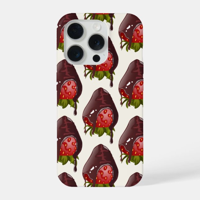 Coque iPhone Sweet Chocolate Covered Strawberry Pattern Cream (Verso)
