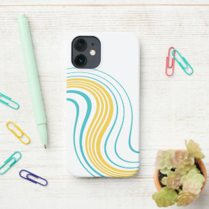 Coque iPhone 12 Mini Swirl simple - Turquoise et jaune