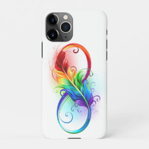 Coque iPhone 11Pro Symbole d'infini avec plume arc-en-ciel