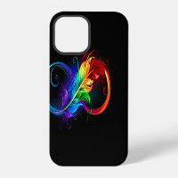 Symbole d'infini avec plume arc-en-ciel