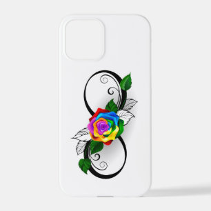 Coque iPhone 12 Pro Symbole d'infini avec Rose arc-en-ciel