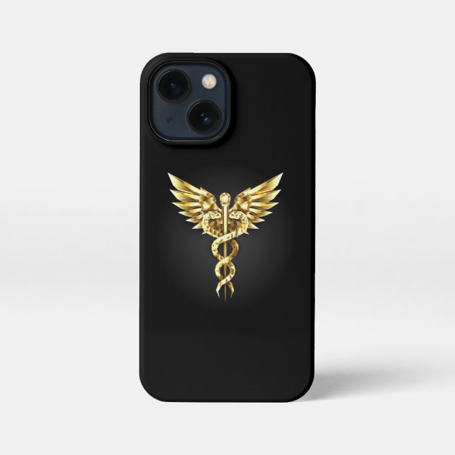Coque iPhone Symbole Polygonal Or Caduceus (Verso)