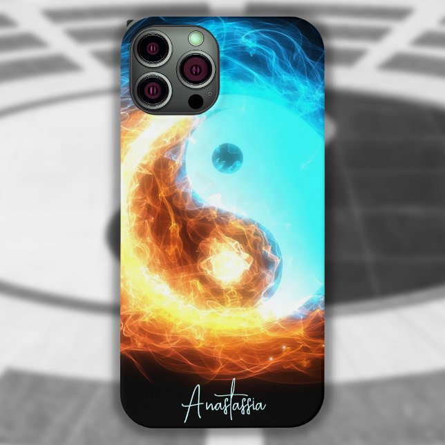 Coque iPhone Symbole sacré Yin Yang de glace et de feu  (Créateur téléchargé)
