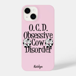 Coque Pour iPhone 14 Sympa Obsessionnel Trouble De Vache Rose Personnal