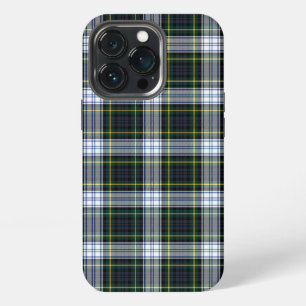 Etui iPhone 13 Pro Tartan Clan Gordon Carreaux Vert Blanc Violet