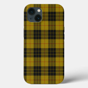 Etui iPhone 13 tartan MacLeod jaune carreaux noirs