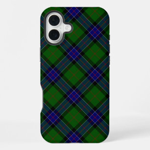 Coque iPhone 16 Plus tartan Sinclair bleu vert carreaux