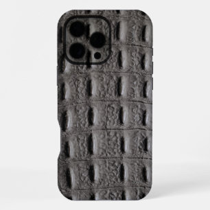 Coque iPhone 16 Pro Max Taupe moderne Croc Cuir Texture