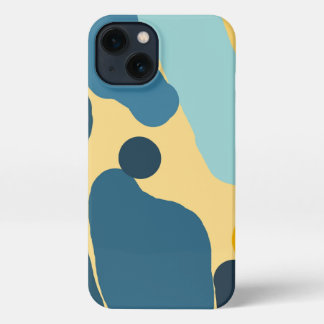 Etui iPhone 13 Teal & Mustard Abstract Cover — Modern Minimalist 