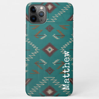 Coque iPhone 11Pro Max Teal Navajo Tribal Geometric Pattern Phone Case