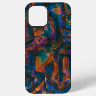 Coque iPhone 12 Pro Max Teintes bleues tachées et bosselées de cuivre viei