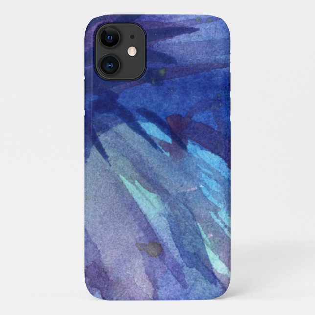 Coque iphone téléphonique bleu aquarelle (Dos)