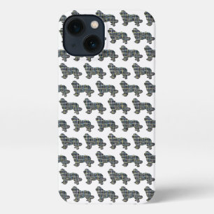 Etui iPhone 13 Terre-Neuve Chien Cute Silhouette Grille blanche