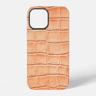 Coque iPhone 12 Texture de cuir de crocodile marron clair