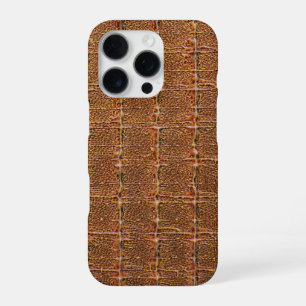 Coque iPhone 16 Pro Texture de cuir de taupe moderne croc
