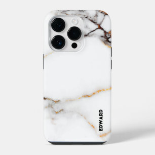 Coque Pour iPhone 14 Plus Texture de marbre blanc de luxe avec des accents d