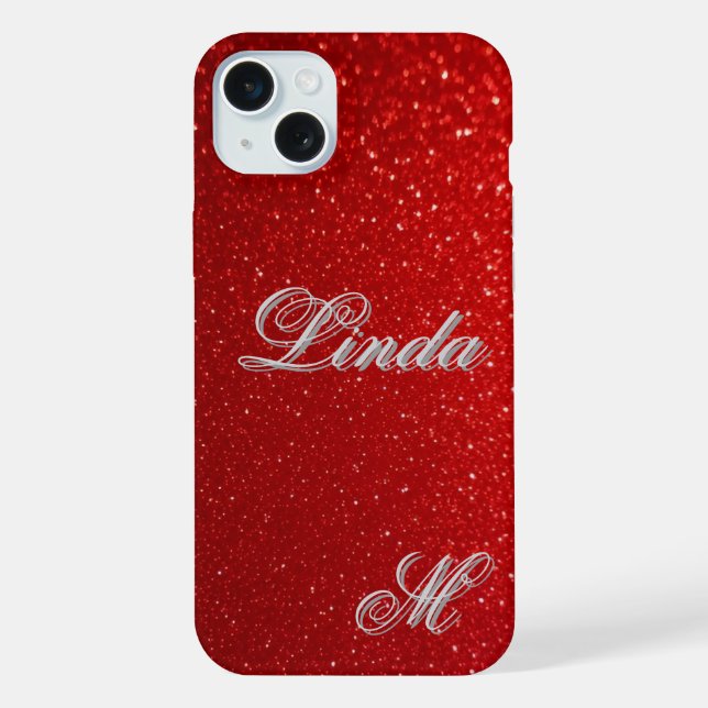 Coque iPhone Texture de Parties scintillant rouge brillante (Verso)