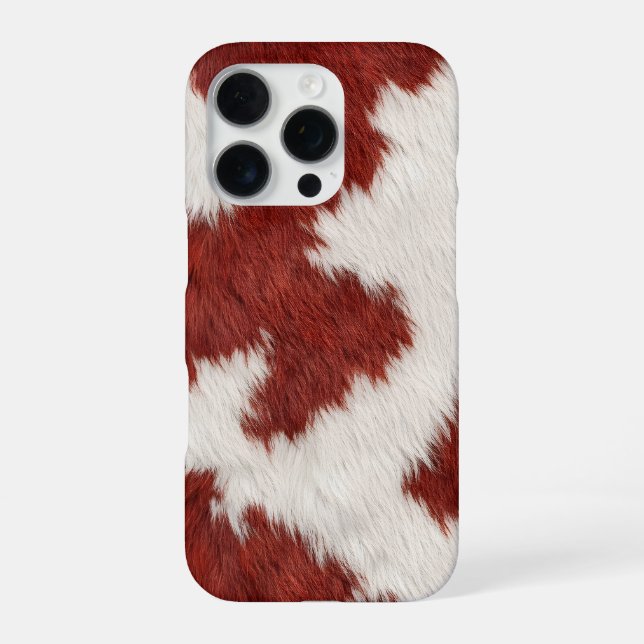 Coque iPhone texture de peau de vache rouge et blanche (Verso)