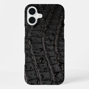 Coque iPhone 16 Plus Texture en cuir de taupe moderne croc