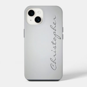 Coque Pour iPhone 14 Texture radiale gris clair personnalisée 15