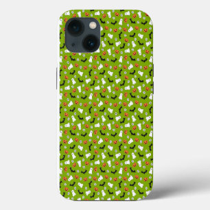 Etui iPhone 13 Thème vert citrouille et chauves-souris