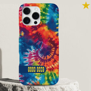 Coque iPhone 16 Pro Max Tie-Dye Personnalisé Coloré Rétro Groovy