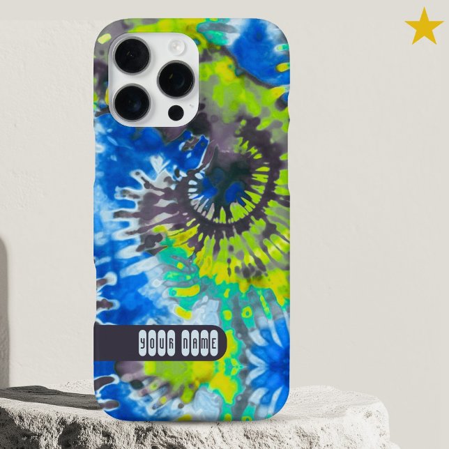 Coque iPhone Tie-Dye Personnalisé Rétro Couleurs Psychédéliques (Créateur téléchargé)