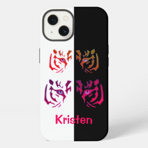 Etui iPhone 13 Tiger face noir et blanc