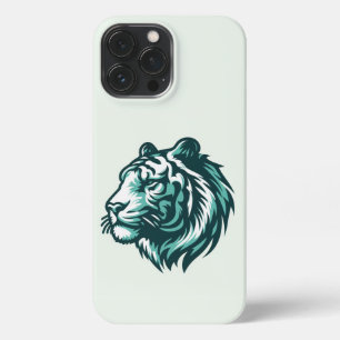 Etui iPhone 13 Pro Max Tigre turquoise avec vert pâle