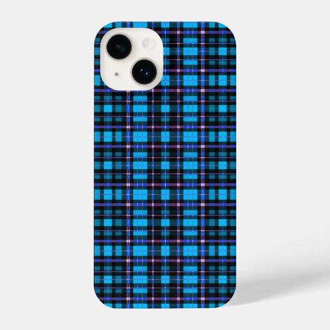 Coque iPhone Tissu vibrant à motif tartan carreauté (Verso)