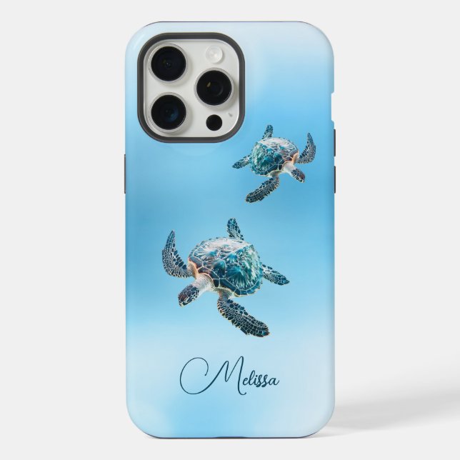 Coque iPhone Tortue de mer Turquoise | Côtier (Verso)